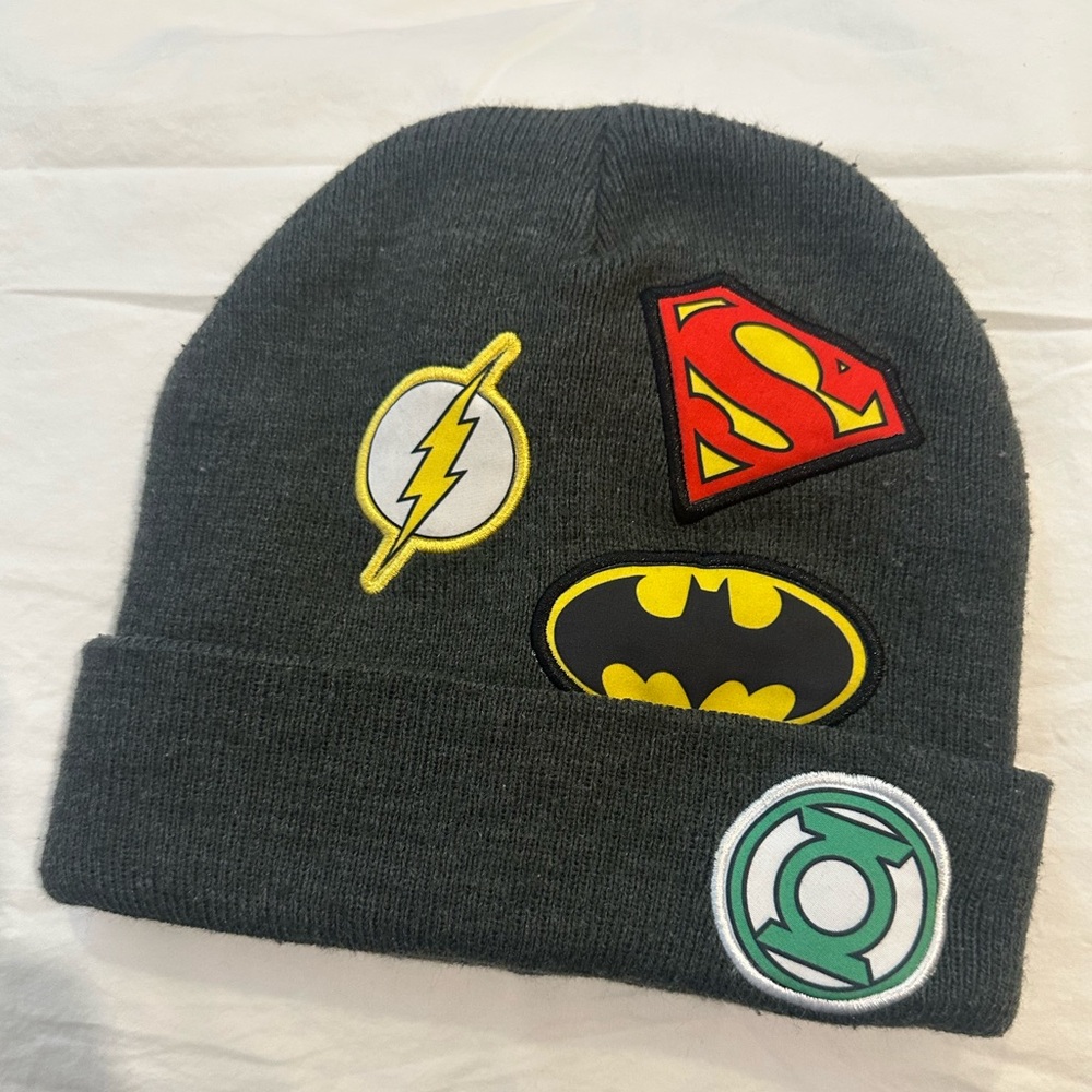League Superhero Kids Beanie - Gray with Red, Yellow, Green